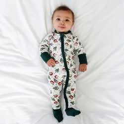 Bamboo Baby Zipper Romper Pajama Santa Claus Christmas Tree