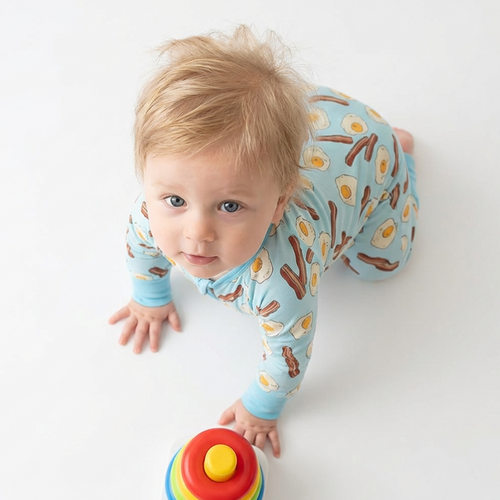Bacon and Eggs Bamboo Zipper Romper Pajamas