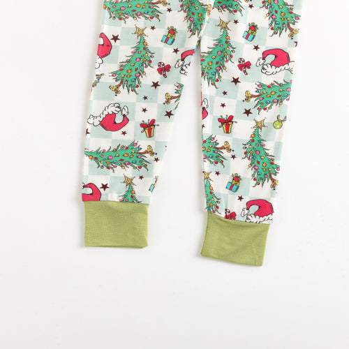 Bamboo Kids Two-Piece Set Christmas Tree Santa Hat Plaid