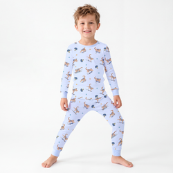 Kids Skateboarding Leopard Bamboo Two-Piece Pajama Set