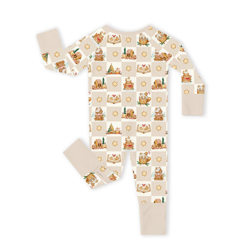 Bamboo Baby Zipper Romper Pajama Christmas Gingerbread Village