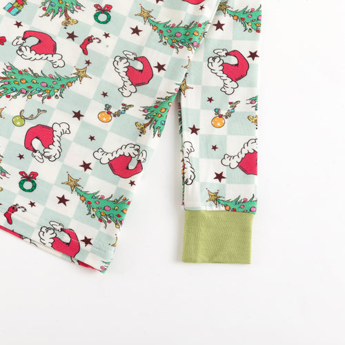 Bamboo Kids Two-Piece Set Christmas Tree Santa Hat Plaid