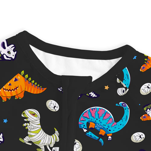 Halloween Spooky Dino Baby Bamboo Zipper Pajama Romper