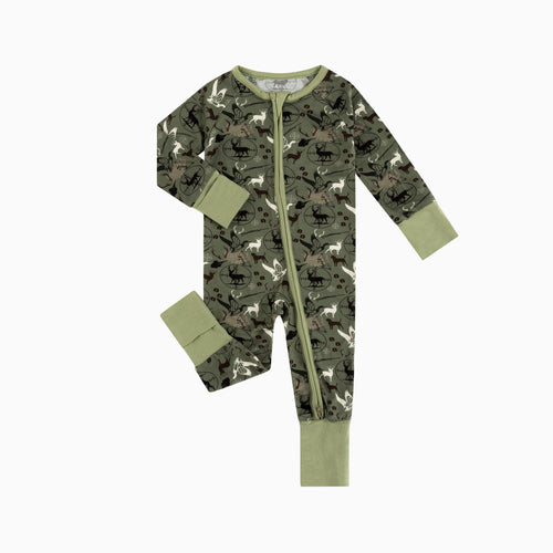 Bamboo Baby Zipper Romper Pajama Christmas Hunting Animal