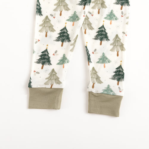 Bamboo Kids Two-Piece Pajama Set Christmas Tree Green