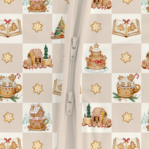 Bamboo Baby Zipper Romper Pajama Christmas Gingerbread Village