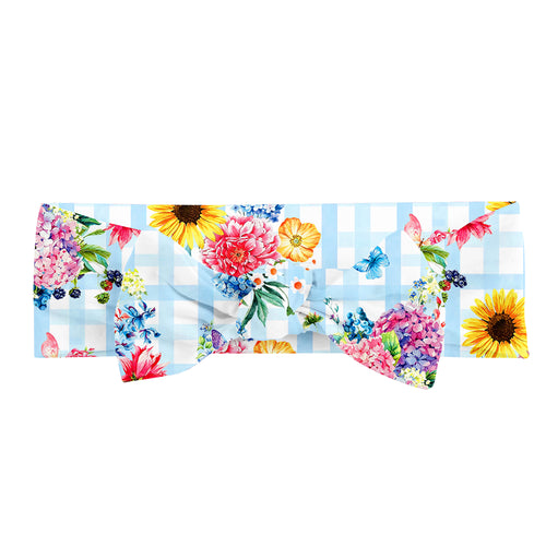 Gingham Garden  Bouquet Bamboo Headband Bow