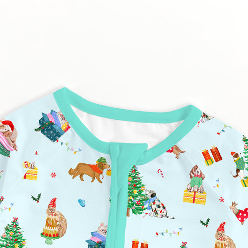 Bamboo Baby Zipper Romper Pajama Christmas Holiday Dogs