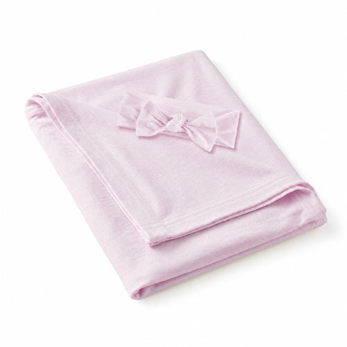 Baby Soft Pink Solid Bamboo Knotted Gown with Hat Set