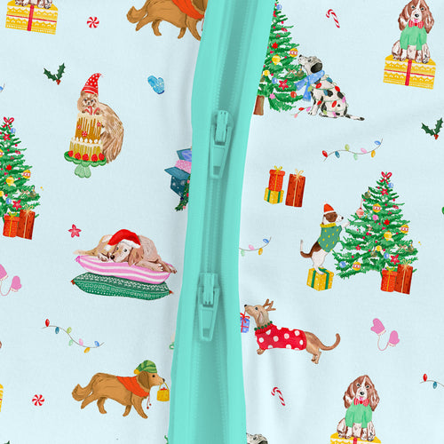 Bamboo Baby Zipper Romper Pajama Christmas Holiday Dogs