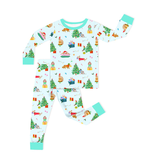 Bamboo Kids Two-Piece Pajama Set Christmas Holiday Dogs