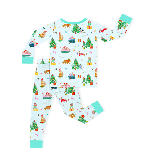 Bamboo Kids Two-Piece Pajama Set Christmas Holiday Dogs