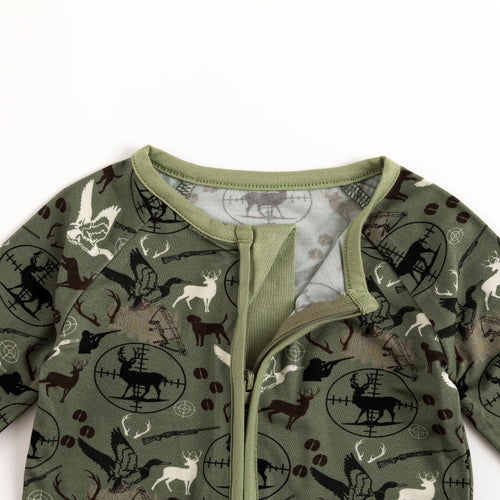 Bamboo Baby Zipper Romper Pajama Christmas Hunting Animal
