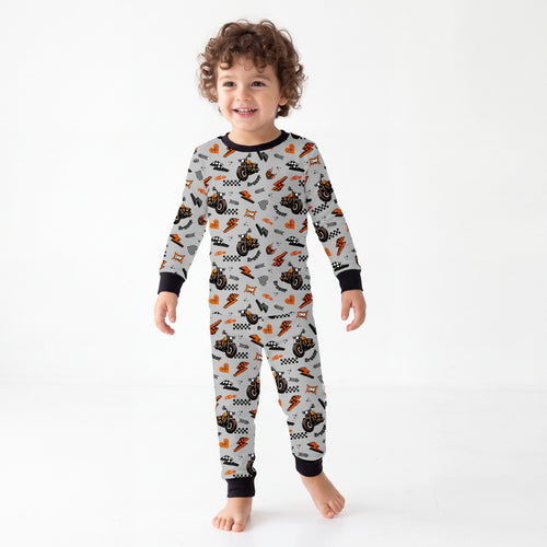 Kids Vintage Motorcycle Braaap Bamboo Two-Piece Pajama Set