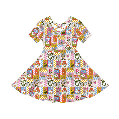 Kids Vintage Goose Garden Bamboo Short Sleeves Dress