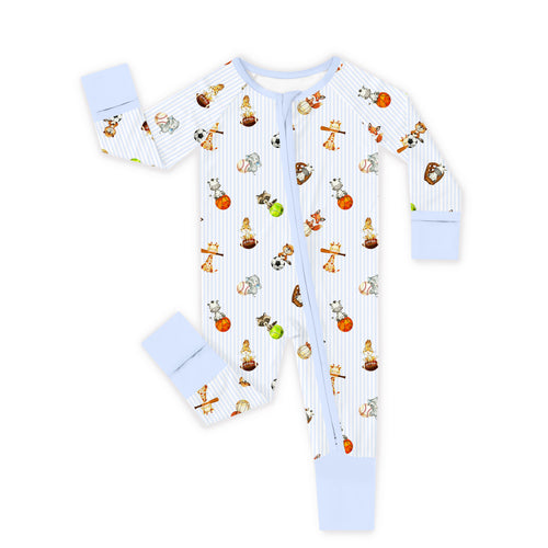 Pastel Safari Sports Bamboo Zipper Pajama Romper