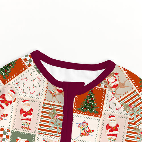 Bamboo Baby Zipper Romper Pajama Christmas Western Patchwork