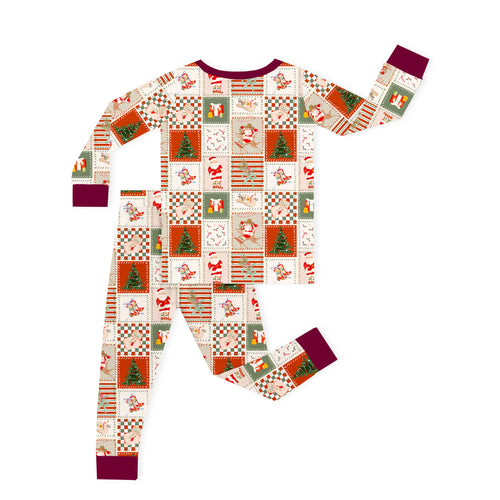 Bamboo Kids Two-Piece Pajama Set Christmas Western Patchwork