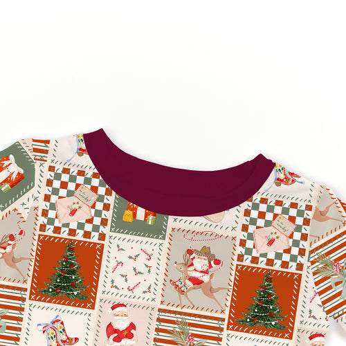 Bamboo Kids Two-Piece Pajama Set Christmas Western Patchwork