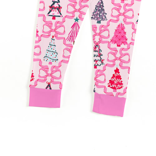 Bamboo Kids Two-Piece Set Christmas Coquette Bow Trees