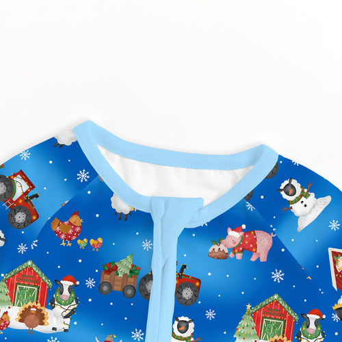 Bamboo Baby Zipper Romper Pajama Christmas Western Barnyard Animals