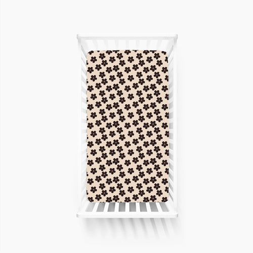 Black Daisy Bamboo Fitted Crib Sheet