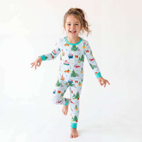 Bamboo Kids Two-Piece Pajama Set Christmas Holiday Dogs