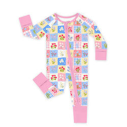 Pastel Wildflower Quilt Bamboo Zipper Pajama Romper