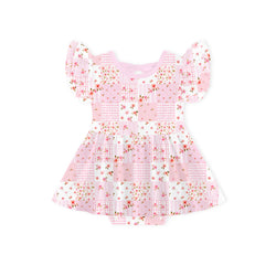 Baby Valentine Floral Quilt Bamboo Short Sleeves Dress