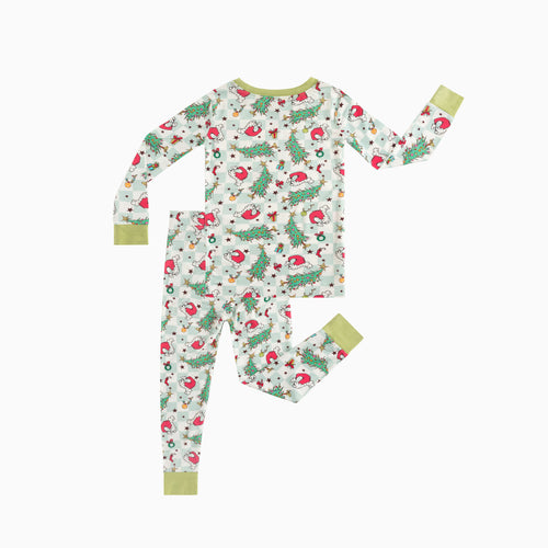 Bamboo Kids Two-Piece Set Christmas Tree Santa Hat Plaid