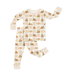 Bamboo Kids Two-Piece Pajama Set Christmas Gingerbread Village