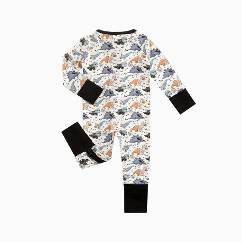 Cartoon Cute Dinosaur Baby Bamboo Zipper Romper Pajamas