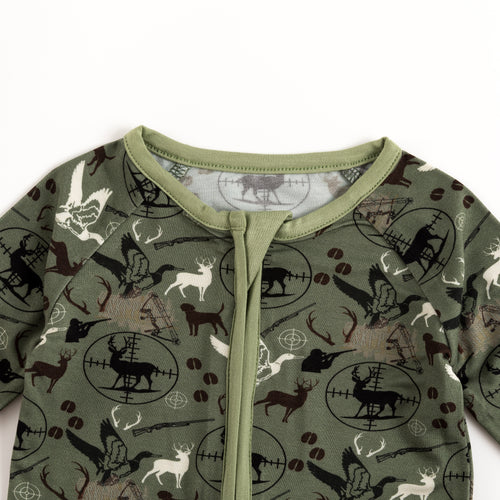 Christmas Hunting Animal Bamboo Zipper Romper