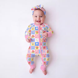 Pastel Wildflower Quilt Bamboo Zipper Pajama Romper