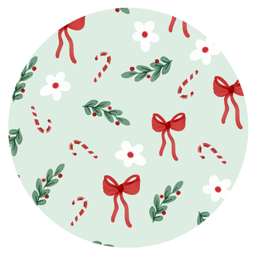 Bamboo Kids Two-Piece Pajama Set Christmas Bows and Candy Cane Garden