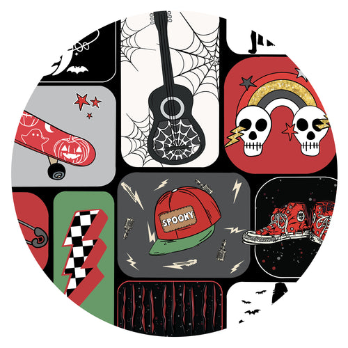 Halloween Spooky Skate Patchwork Baby Bamboo Zipper Pajama Romper
