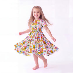 Kids Vintage Goose Garden Bamboo Short Sleeves Dress