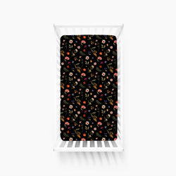 Midnight Wildflower Floral Fantasy Bamboo Fitted Crib Sheet