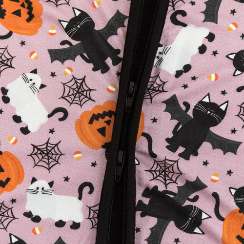 Halloween Cat&Pumpkin Bamboo Zipper Romper Pajamas