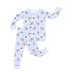 Kids Skateboarding Leopard Bamboo Two-Piece Pajama Set