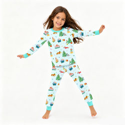 Bamboo Kids Two-Piece Pajama Set Christmas Holiday Dogs