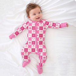Bamboo Baby Zipper Romper Pajama Christmas Cowgirl Checkerboard