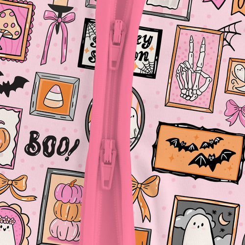 Halloween Pink Spooky Gallery Baby Bamboo Zipper Pajama Romper
