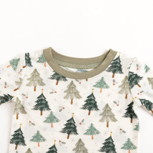 Bamboo Kids Two-Piece Pajama Set Christmas Tree Green