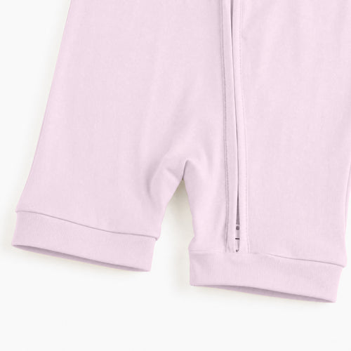 Baby Soft Pink Solid Bamboo Zipper Shorty Romper