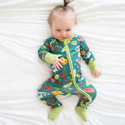 Funny Fruit&Vegetables Bamboo Zipper Romper Pajamas