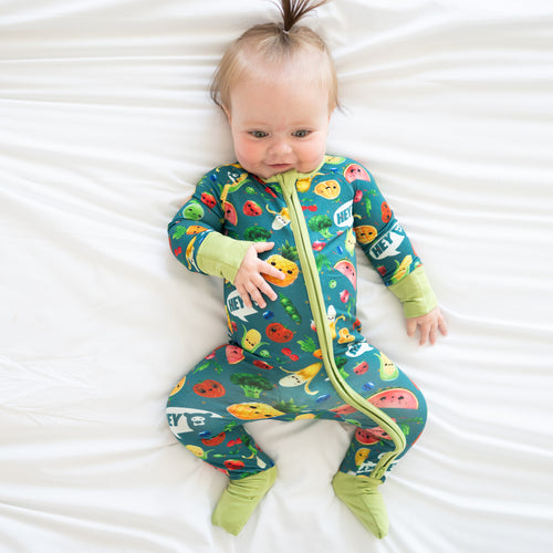 Funny Fruit&Vegetables Bamboo Zipper Romper Pajamas