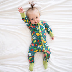Funny Fruit&Vegetables Bamboo Zipper Romper Pajamas