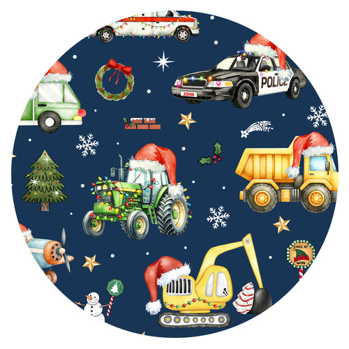 Bamboo Baby Zipper Romper Pajama Christmas Winter Trucks Ride Adventure Red