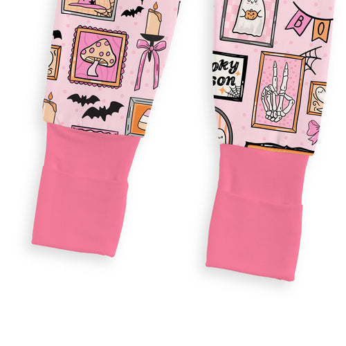 Halloween Pink Spooky Gallery Baby Bamboo Zipper Pajama Romper